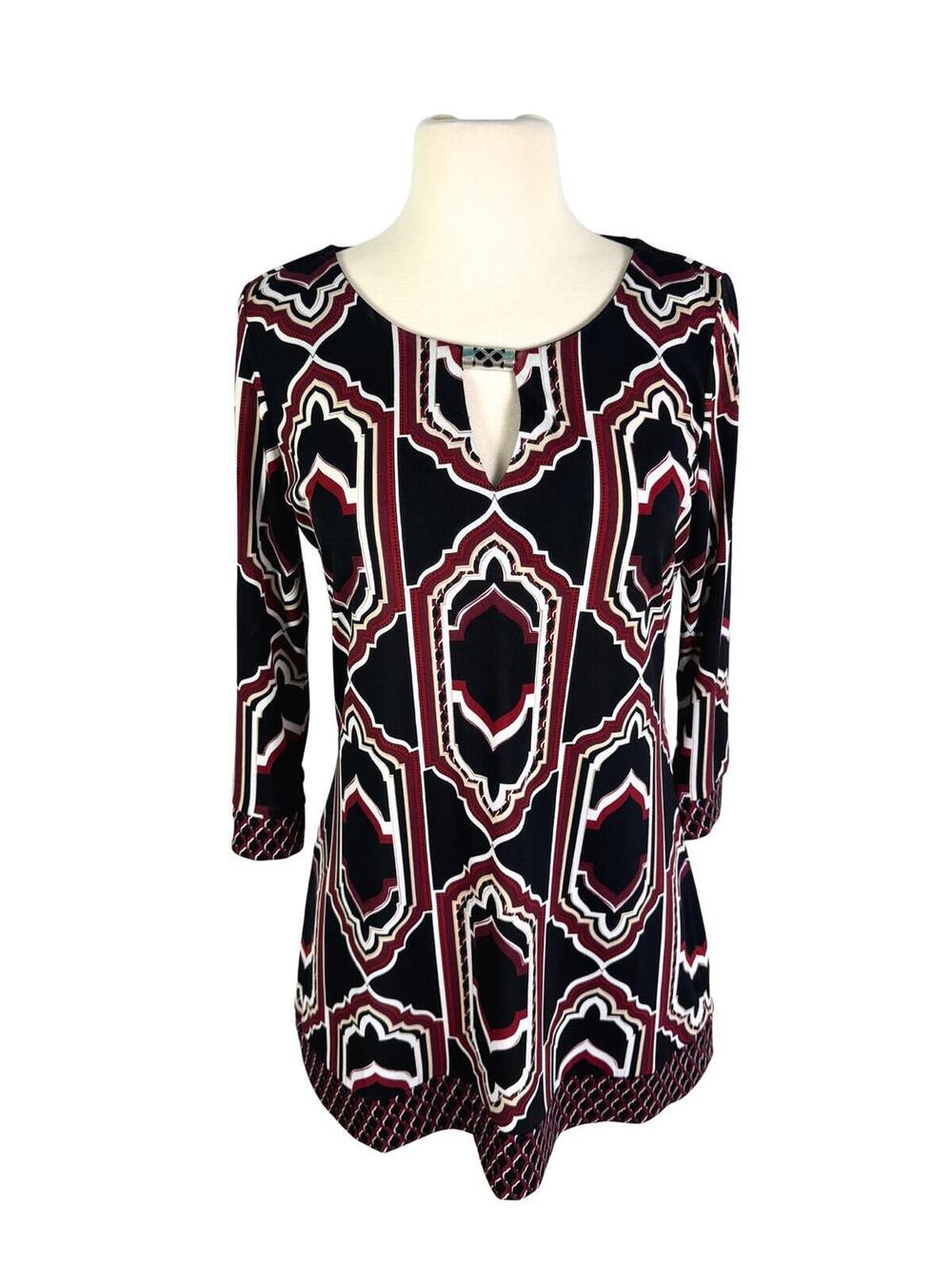 White House Black Market Geometric Print Tunic Top Small